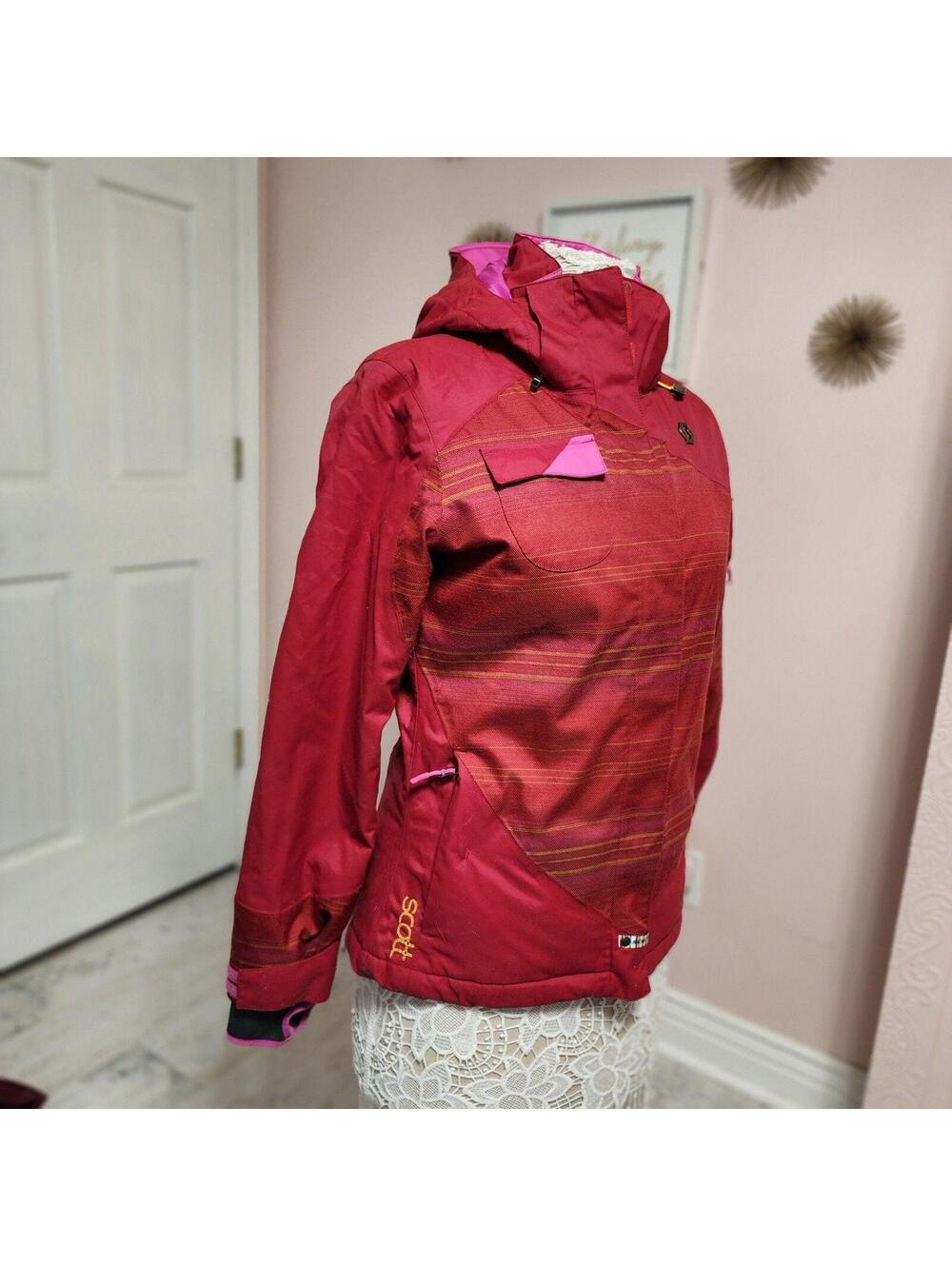 EUC Scott Outerwear Jacket small 2 Red Pink Striped Insulated Snowboarding